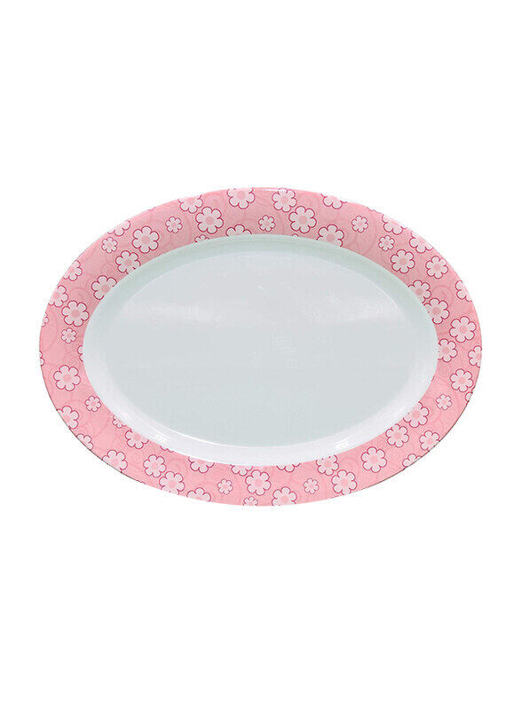 

Malaplast Thailand 12-inch Oval Platter, Pink/White