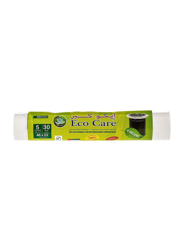 

Eco Care White Garbage Bag Roll, 5 Gallons, 30 Piece