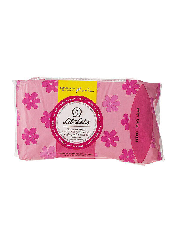 

Lil-lets Maxi Long Maxi Thick Pads with Wings, 12 Pieces