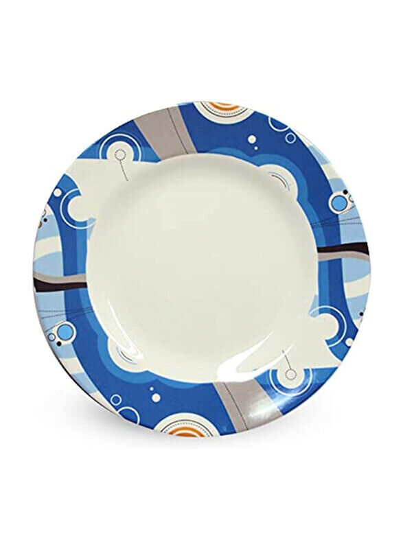 

Malaplast Thailand 9-inch Ceramic Round Plate, Blue/White