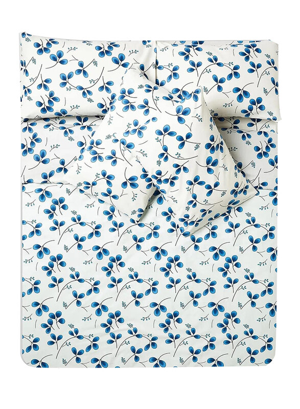 

Aceir 6-Piece Cotton Duvet Cover Set, 200 x 230cm, Double, White/Blue