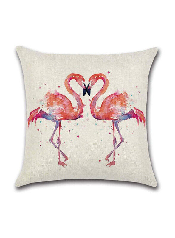

ACEIR 45 x 45cm Flamingo Pair Printed Cotton Blend Cushion Cover, Multicolour