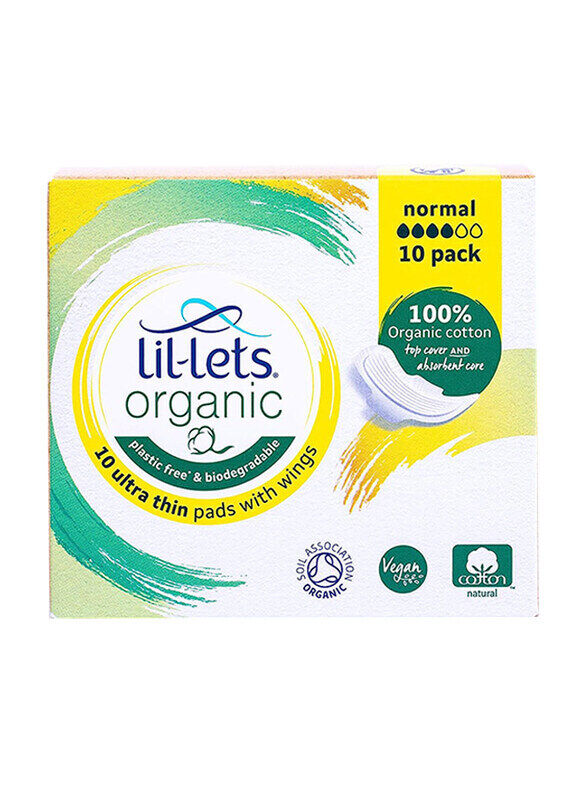 

Lil-Lets Organic Normal Ultra Thin Pads With Wings, 10 Pieces