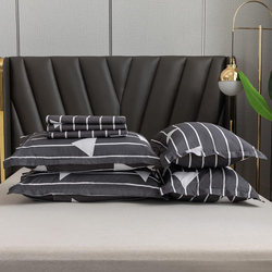 Aceir 6-Piece Microfiber Duvet Cover Set, Double, 220 x 280cm, Black/White