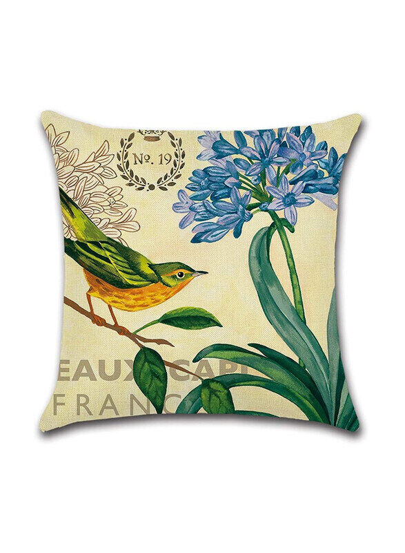 

ACEIR 45 x 45cm Bird On The Plant Cotton Blend Cushion Cover, Multicolour