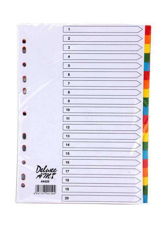 

Deluxe Manila Colour Divider without Number, 1-20 Tab, 10-Piece, 44420, Multicolour