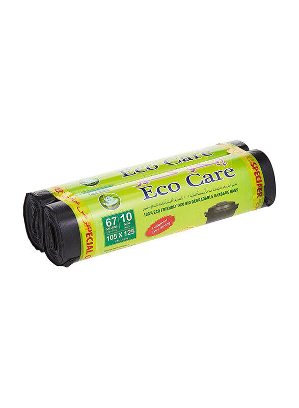 

Eco Care Black Garbage Bag Roll, 105 x 125cm, 67 Gallon, 2 Roll, 10 Piece
