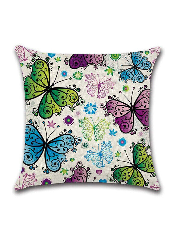 

ACEIR 45 x 45cm Butterfly Printed Cotton Blend Cushion Cover, Multicolour