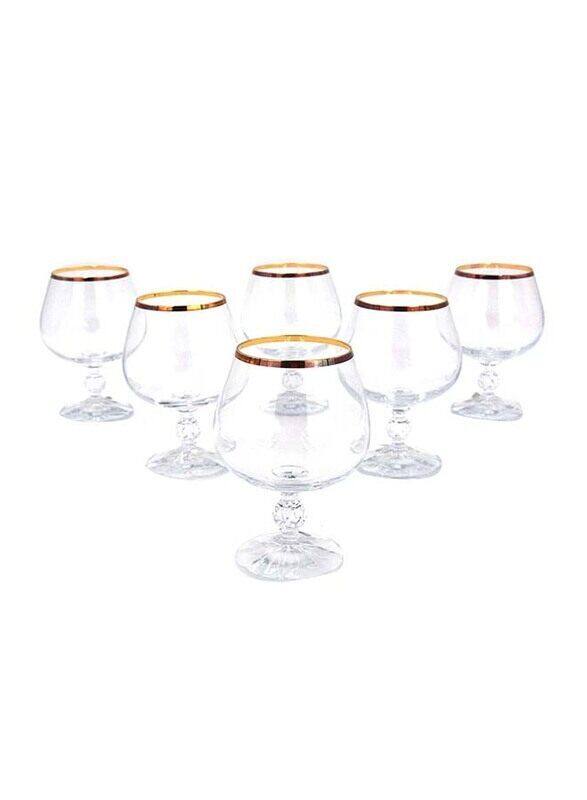 

Bohemia 250ml 6-Piece Claudia Gold Plated Brandy Glass, 20746, Clear/Gold