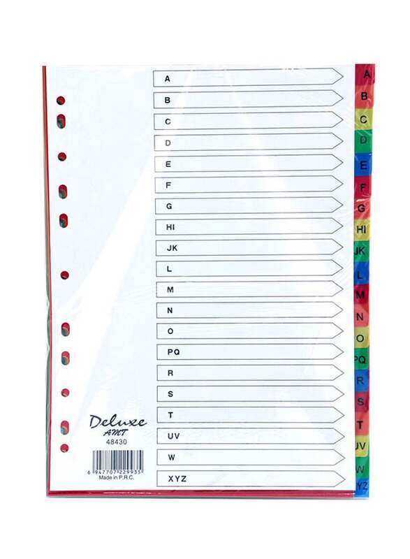 

Deluxe PVC Colour Divider, A-Z Tab, A4 Size, 10-Piece, 48430, Multicolour