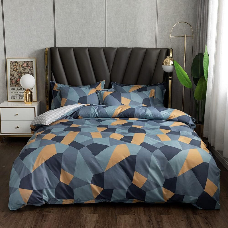 

Aceir 6-Piece Microfibre Duvet Cover Set, 1 Duvet Cover + 1 Flat Bedsheet + 4 Pillow Cases, Double, 220x280cm, Multicolour