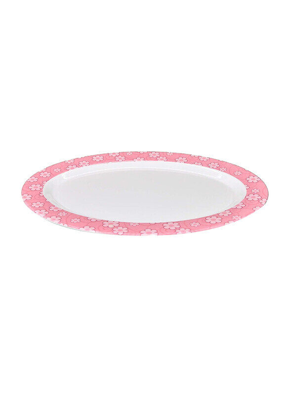 

Malaplast Thailand 14-inch Round Platter, White/Pink