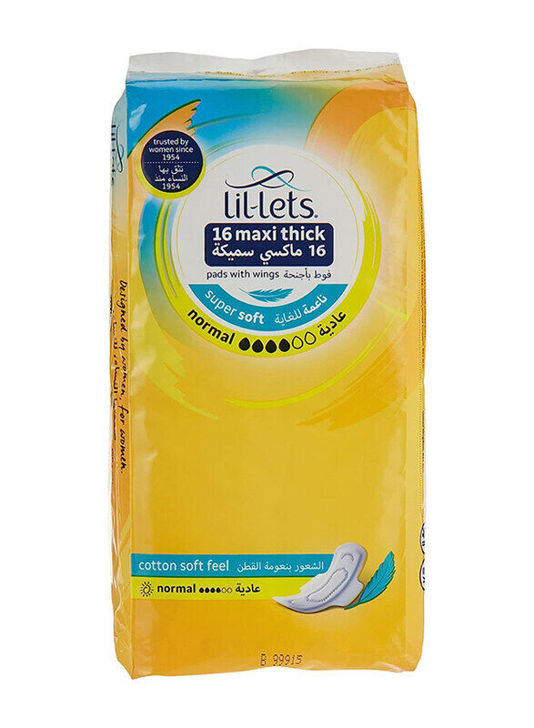 

Lil-lets Maxi Thick Normal Pads with Wings, 16 Pieces