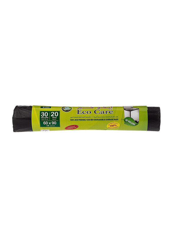 

Eco Care Black Garbage Bag Roll, 60 x 90cm, 30 Gallons, 20 Count