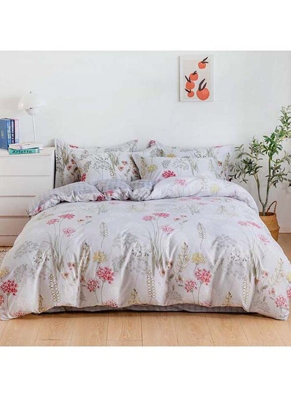 

RISHAHOME 6-Piece Microfibre Pumice Cover Set, 1 Duvet Cover + 1 Fitted Sheet + 4 Pillow Cases, King, Multicolour