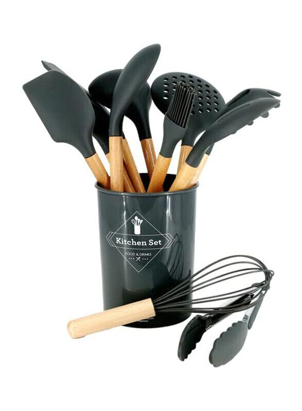 

Rahalife 12-Piece Silicone Kitchen Set, Beige/Grey