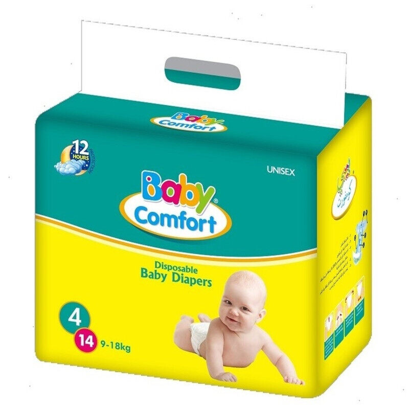 

Baby Comfort Diapers Size 4 14Pcs/Pack 8Pack/Ctn 112Pcs/Ctn 9kg-18kg Large