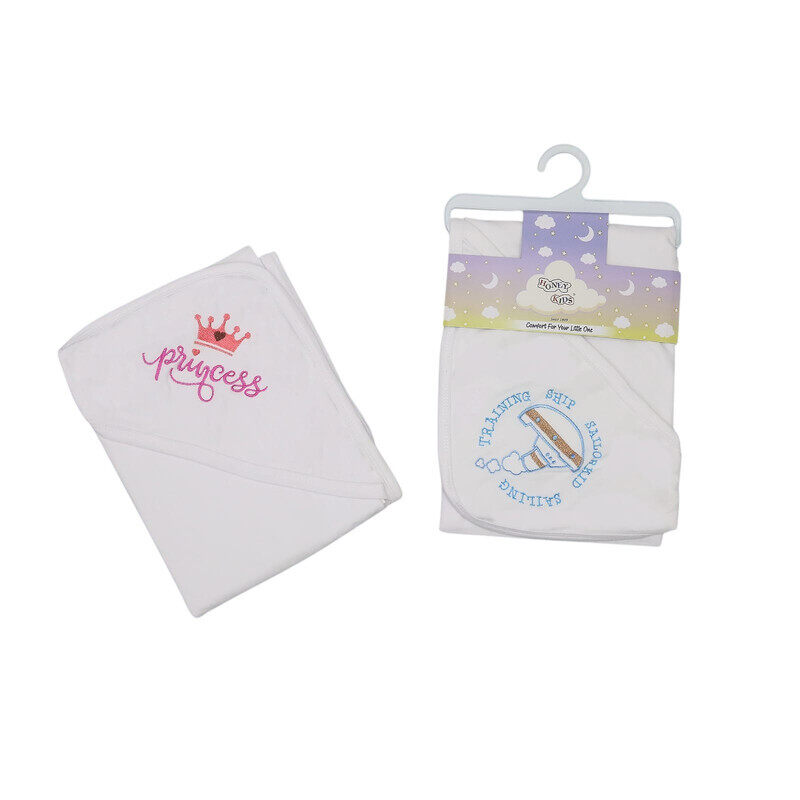 

Honey Kids Blankets Bulk Pack 12 Pcs Soft Cotton Hooded Blankets for Newborns 6 Princess + 6 Sailing Theme 80x90 cm