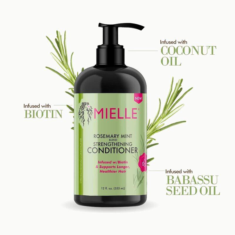 Mielle Organics New Mielle - Rosemary Mint - Biotin Infused - Encourages Growth Hair Products for Stronger and Healthier Hair - Shampoo & New Conditioner Styling Bundle Set 2 PCS