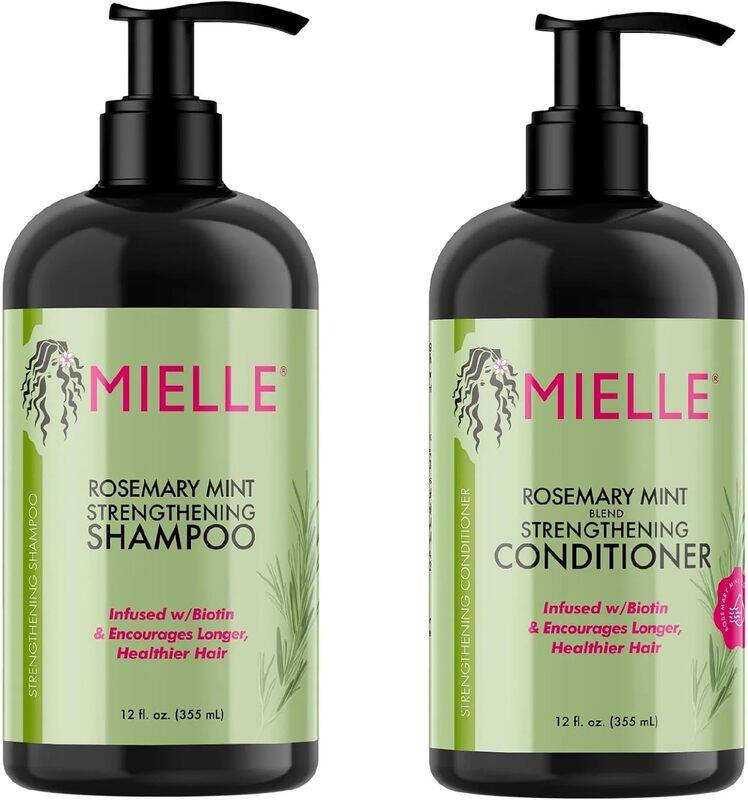 Mielle Organics New Mielle - Rosemary Mint - Biotin Infused - Encourages Growth Hair Products for Stronger and Healthier Hair - Shampoo & New Conditioner Styling Bundle Set 2 PCS