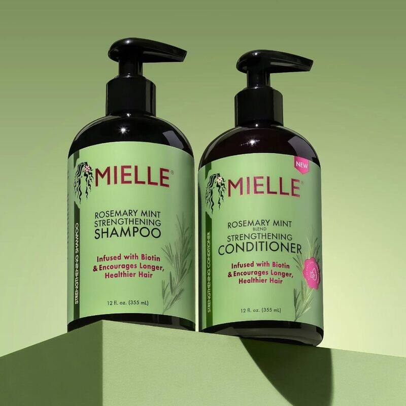 Mielle Organics New Mielle - Rosemary Mint - Biotin Infused - Encourages Growth Hair Products for Stronger and Healthier Hair - Shampoo & New Conditioner Styling Bundle Set 2 PCS