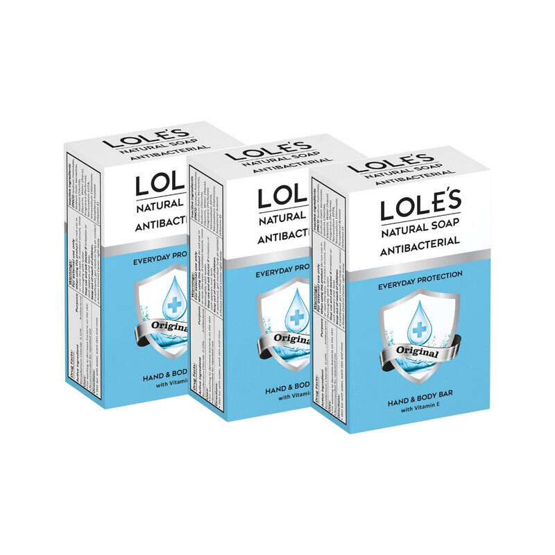 

LOLE'S Antibacterial Hand & Body Original Soap with Vitamin E, Pack of 3 x 100g