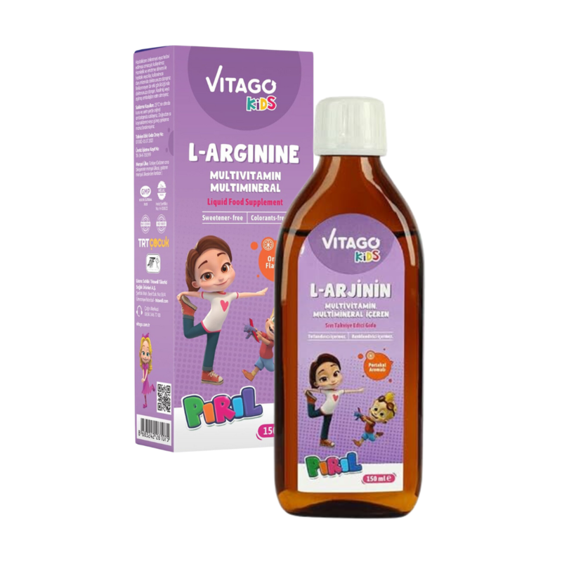 

Vitago Kids L-Arginine Multivitamin Liquid for Pril, Orange Flavored - 150ml