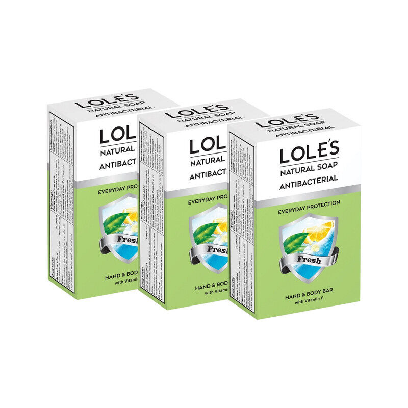 

LOLE'S Antibacterial Hand & Body Fresh Soap with Vitamin E, Pack of 3 x 100g