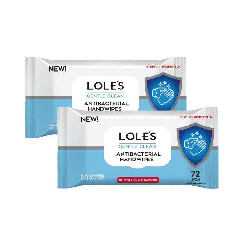 

LOLE'S Gentle Clean Antibacterial Wet Wipes, Pack of 2 x 72 Wipes