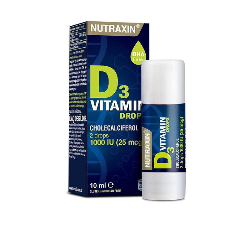 

NUTRAXIN Vitamin D3 1000 IU Drops, BHA Free 10ml
