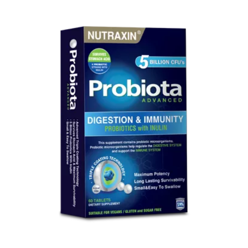 

Nutraxin Probiota Advanced 5 Billion Probiotics with Inulin for Digestion and Immunity 60 Tablets