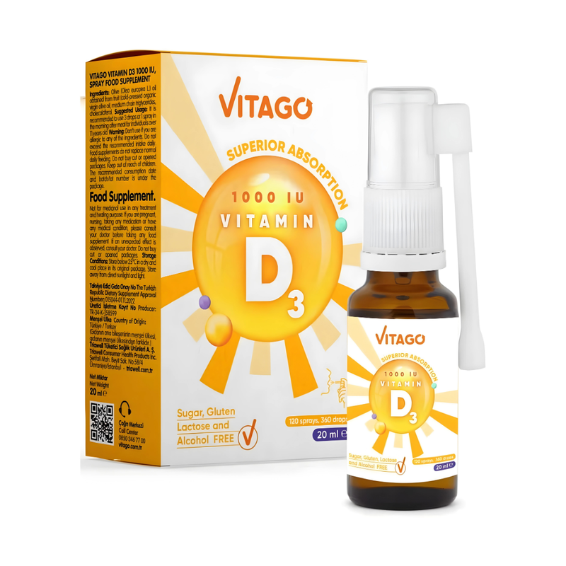 

Vitago Daily Vitamin D3 Spray, 1000IU - 20ml,