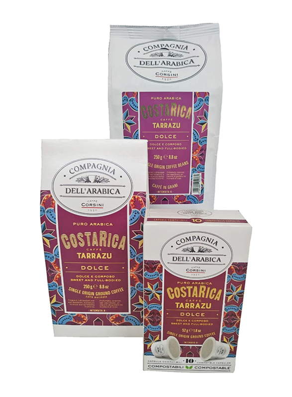 Corsini Costarica Dolce Single Origin Pure Arabica Coffee Compatible Capsules, 10 Capsules, 52g