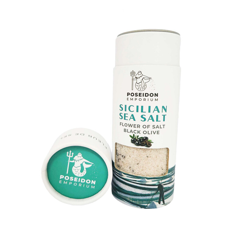 

Poseidon Emporium Sicilian Sea Salt - Flower of Salt with Black Olives