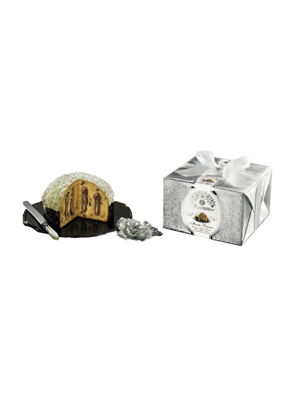 

Flamigni Italian Panettone Gourmet Bread Cake Filled with Chestnuts Cream and Marron Glaces Sparkling Hand Wrapped, 950g