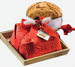 Flamigni - Artisan Panettone Sweet Bread Sugar Iced in Santa Wooden Tray Packaging Red - 750gr
