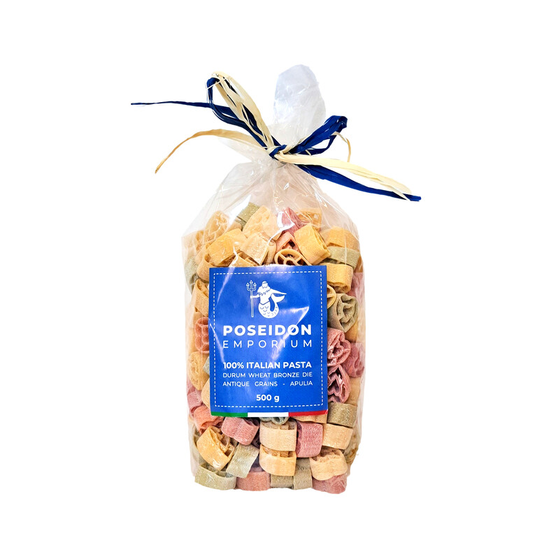 

Heart shape Italian Pasta with Vegetables Bronze Die Poseidon Emporium 500g