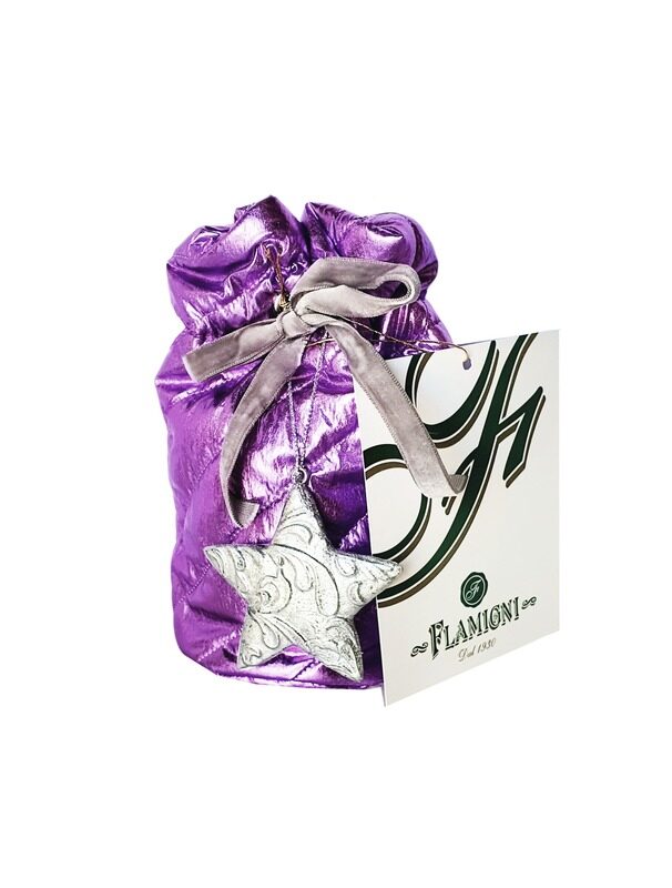 

Flamigni - Artisan Panettone Sweet Bread With Chocolate Drops in Luxury Metallic Fabric Pouch and Star Pendant - 80gr