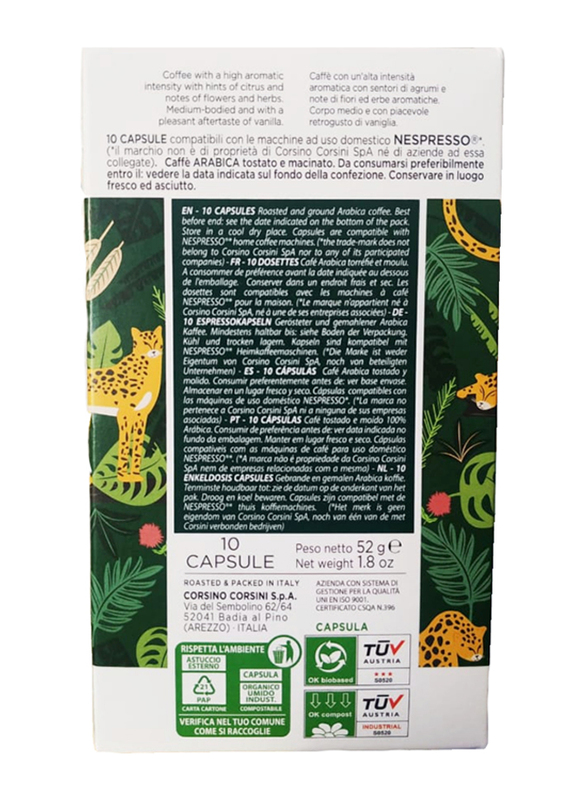 Corsini Ethiopia Single Origin Arabica Aromatic Compatible Coffee Capsules, 10 Capsules, 52g