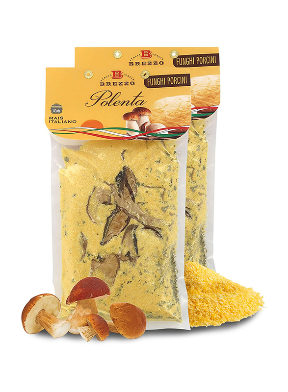 Brezzo - Italian  Italian Corn Flour for Polenta with Porcini Mushrooms Single Packet, 300g