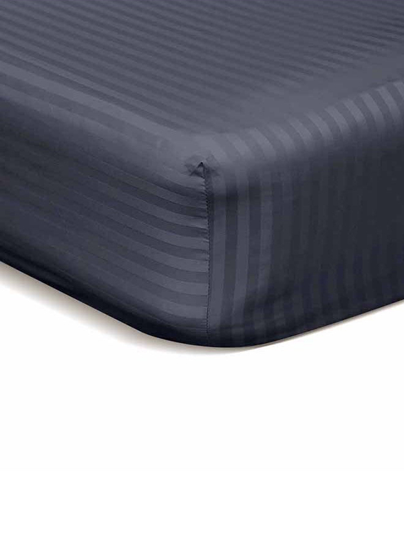 Hotel Linen Klub Stripe Microfiber Fitted Sheet, Queen, Dark Grey