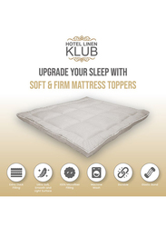 Hotel Linen Klub 85GSM Microfiber Stripe Super Soft Mattress Topper with Extra Thick Fibersheet and Highly Elastic Bands, King, Stone