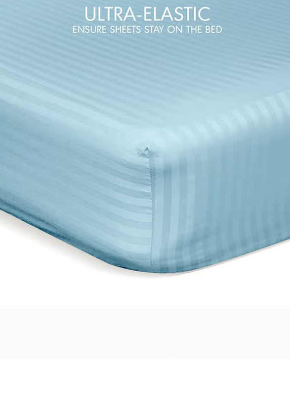 Hotel Linen Klub Soft Fiber sheet Filling Ultra Soft Brushed Stripe Microfiber Fabric Down Alternative Comforter Set, King, Aqua