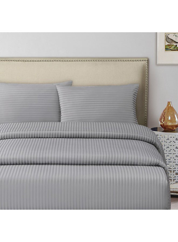 Hotel Linen Klub Hotel Linen Striped Duvet Cover Cotton, Queen, Silver