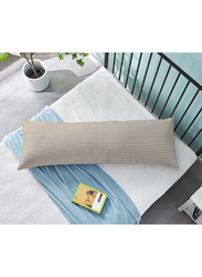 Krude 100% Polyester Breathable & Ultra Soft Long Body Fabric Pillow 85 GSM Microfiber Stripe Super Soft, Beige