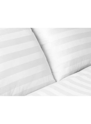 Hotel Linen Klub 2-Piece 600TC 100% Cotton Stripe Sateen Weave Pillow Covers, Standard, White