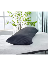 Krude 100% Polyester Breathable & Ultra Soft Long Body Fabric Pillow 85 GSM Microfiber Stripe Super Soft, Dark Grey