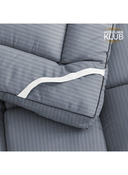 Hotel Linen Klub 85GSM Microfiber Stripe Super Soft Mattress Topper with Extra Thick Fibersheet and Highly Elastic Bands, Super King, Dark Grey