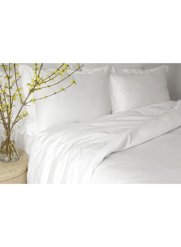 Hotel Linen Klub 350TC 100% Long Staple Cotton Deyarco Duvet Cover Set, Queen, White