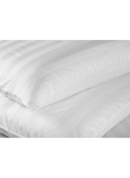 Hotel Linen Klub 2-Piece 600TC 100% Cotton Stripe Sateen Weave Pillow Covers, Standard, White